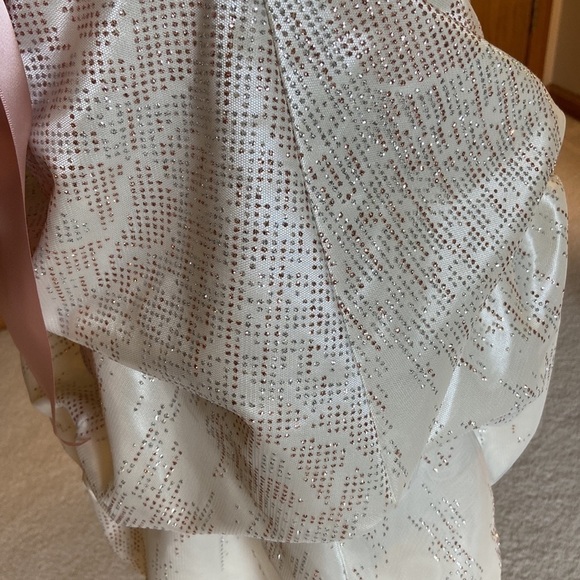 Jessica McClintock for Gunne Sax Strapless Mini Dress Cream and Pink Size 9 - Picture 7 of 14